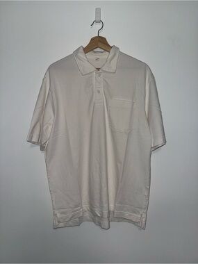 Uniqlo Cream Short-Sleeve Polo with Chest Pocket